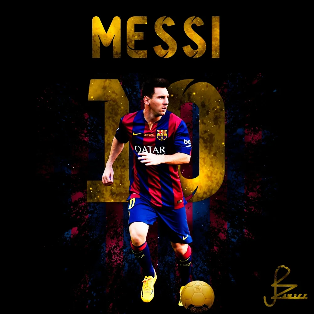 2015 Official Barcelona FC Home Short Sleeve Football Jersey (Messi #10)- Size M